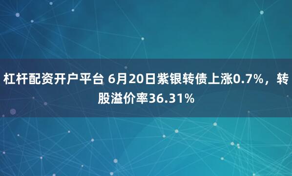 杠杆配资开户平台 6月20日紫银转债上涨0.7%，转股溢价率36.31%