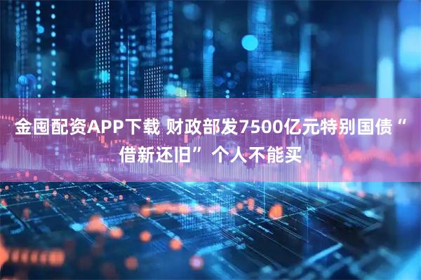 金囤配资APP下载 财政部发7500亿元特别国债“借新还旧” 个人不能买